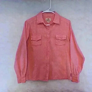 Woolrich‎ Womens Medium Long Sleeve Button Up Cotton Tshirt Winter Coral Heather